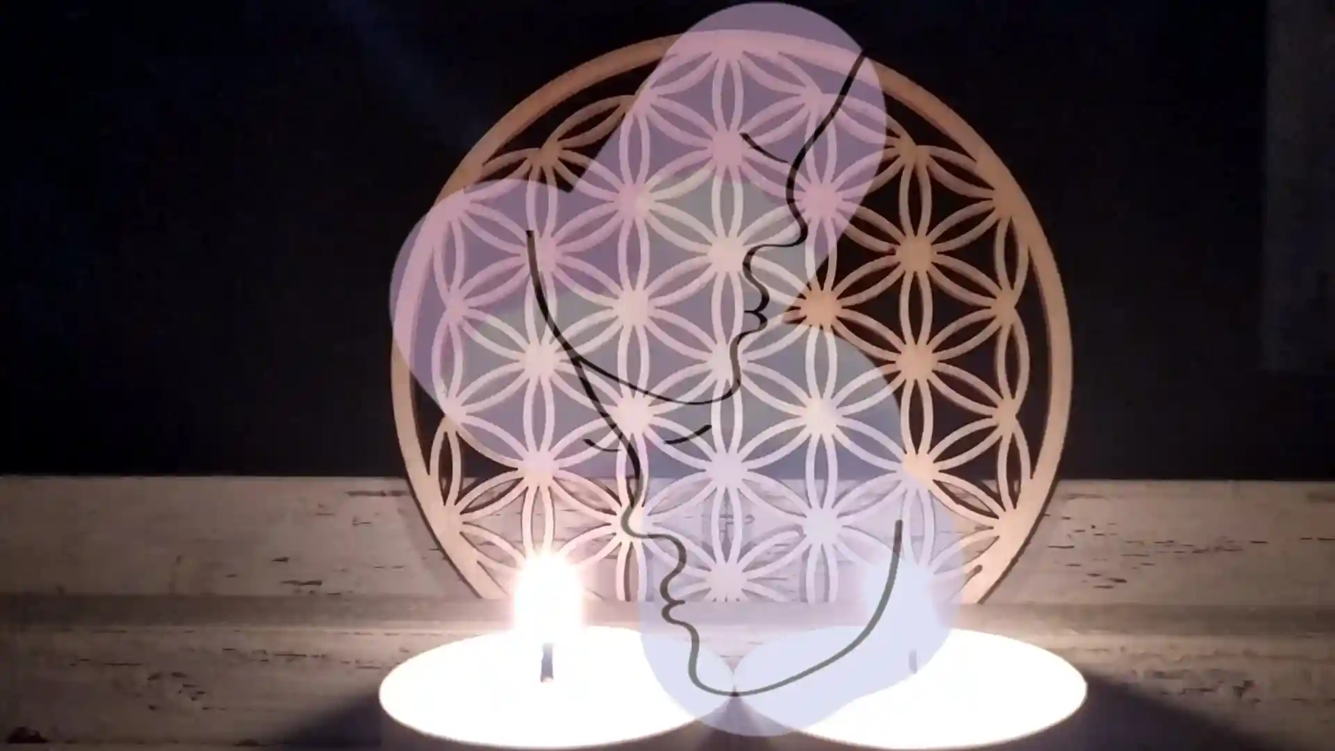 Image symbolique des flammes jumelles avec la fleur de vie et les âmes sœurs