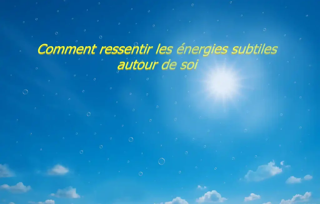 Bulles de prana visibles dans le ciel bleu, illustration des énergies subtiles autour de soi