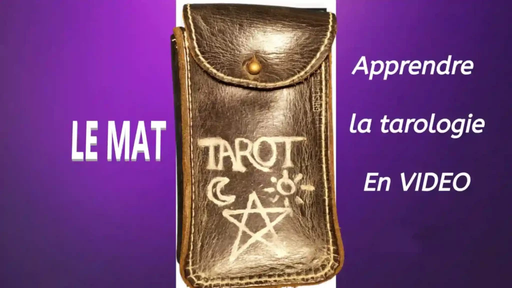Étui en cuir noir pour Tarot de Marseille avec symboles ésotériques lune pentacle