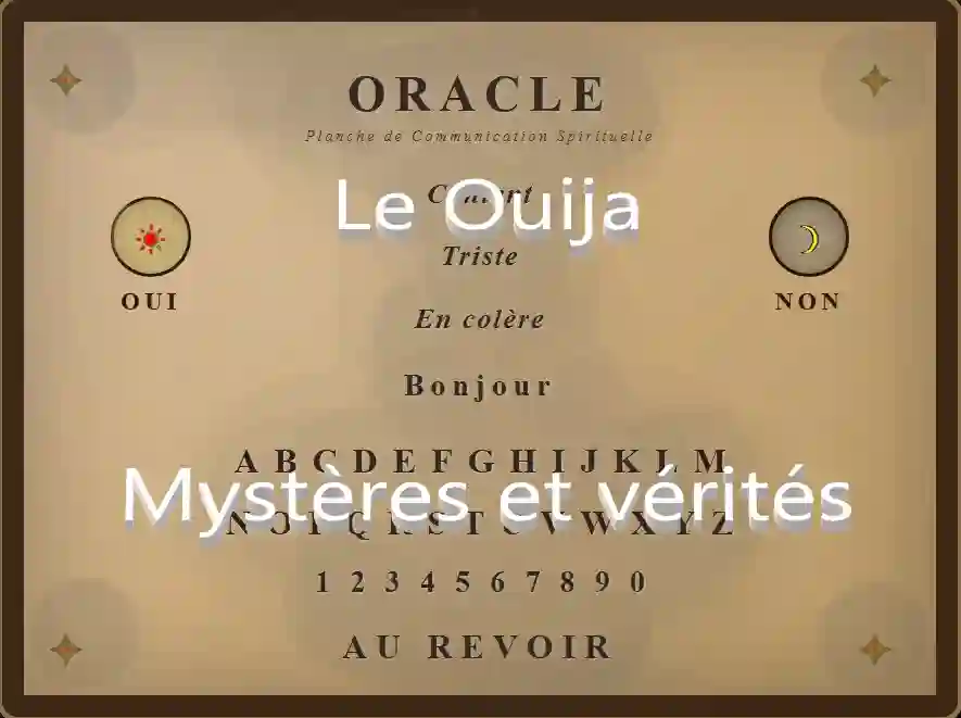 Planche Ouija Oracle française vintage pour voyance et communication spirituelle avec l'au-delà
